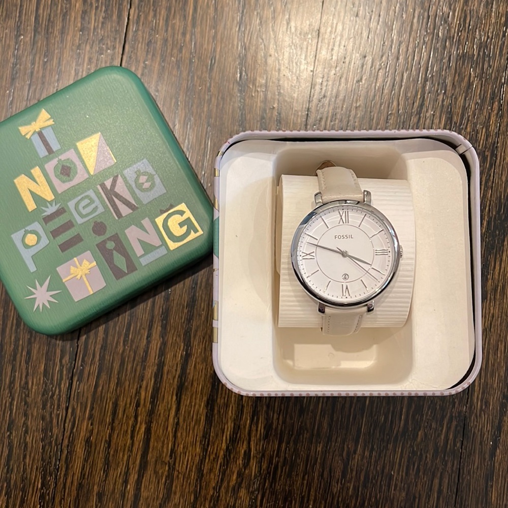 Silver and Leather Band Fossil Watch